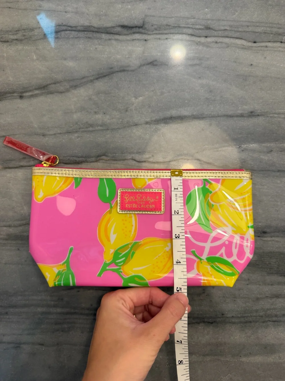 Lilly Pulitzer Estée Lauder Pink & Yellow Lemon Cosmetic Pouch